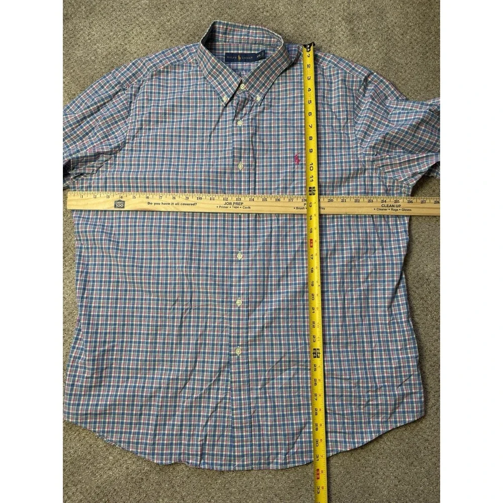 Polo Ralph Lauren Men's XXL‎ 2XL Button Down Long Sleeve Shirt Plaid Check Blue